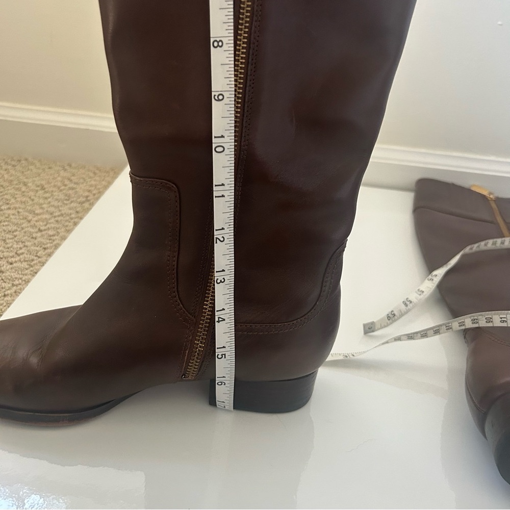 Michael Kors Brown Leather Boots Gold Logo Size 8 - Picture 6 of 7